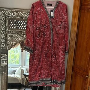 Chic Long Sleeve Paisley  Printed Kurta in Pink and Maroon Hues